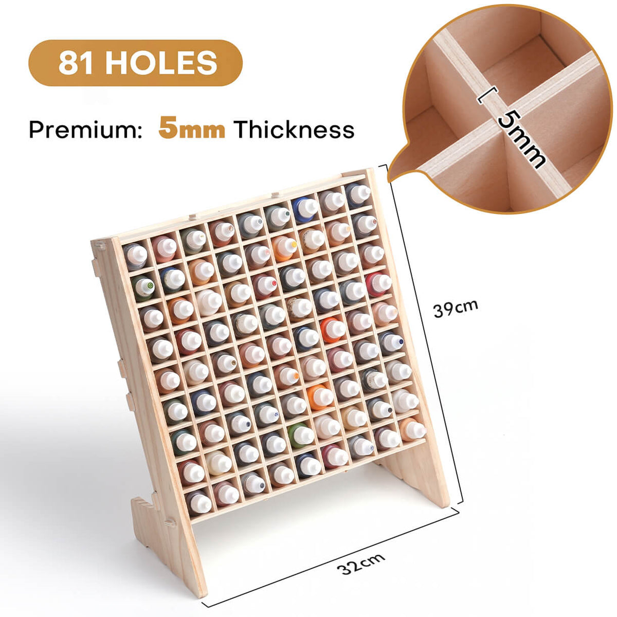 81 Hole Wooden Paint Rack Organizer Miniature Paints