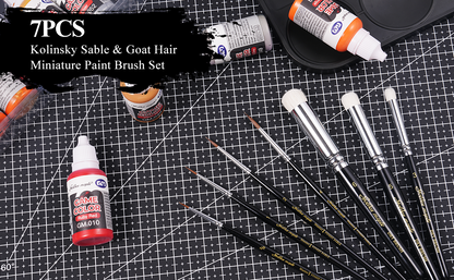 Golden Maple Master I: 7PCS Kolinsky Sable & Goat Hair Miniature Paint Brush Set