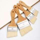 Set of 4 Hog Bristle Angled Hake Brushes with bamboo handles, sizes 40, 50, 60, 80.