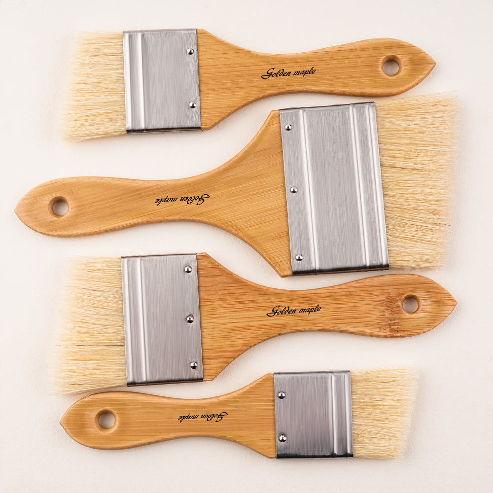 Golden Maple Bristle Angled Hake Brush 40/50/60/80 For Oil Acrylic Pai