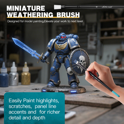 Golden Maple Weathering Flat Synthetic Brush set ,3 Sizes Weathering   Brushes, Multipurpose, for Advanced & Professional Art, Tabletop & Wargames Miniature Watercolor Oil Painting