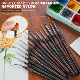 GoldenMaple 15pc Premium Japanese Nylon Synthetic Detail Brush Set for miniature, watercolor & acrylic painting.