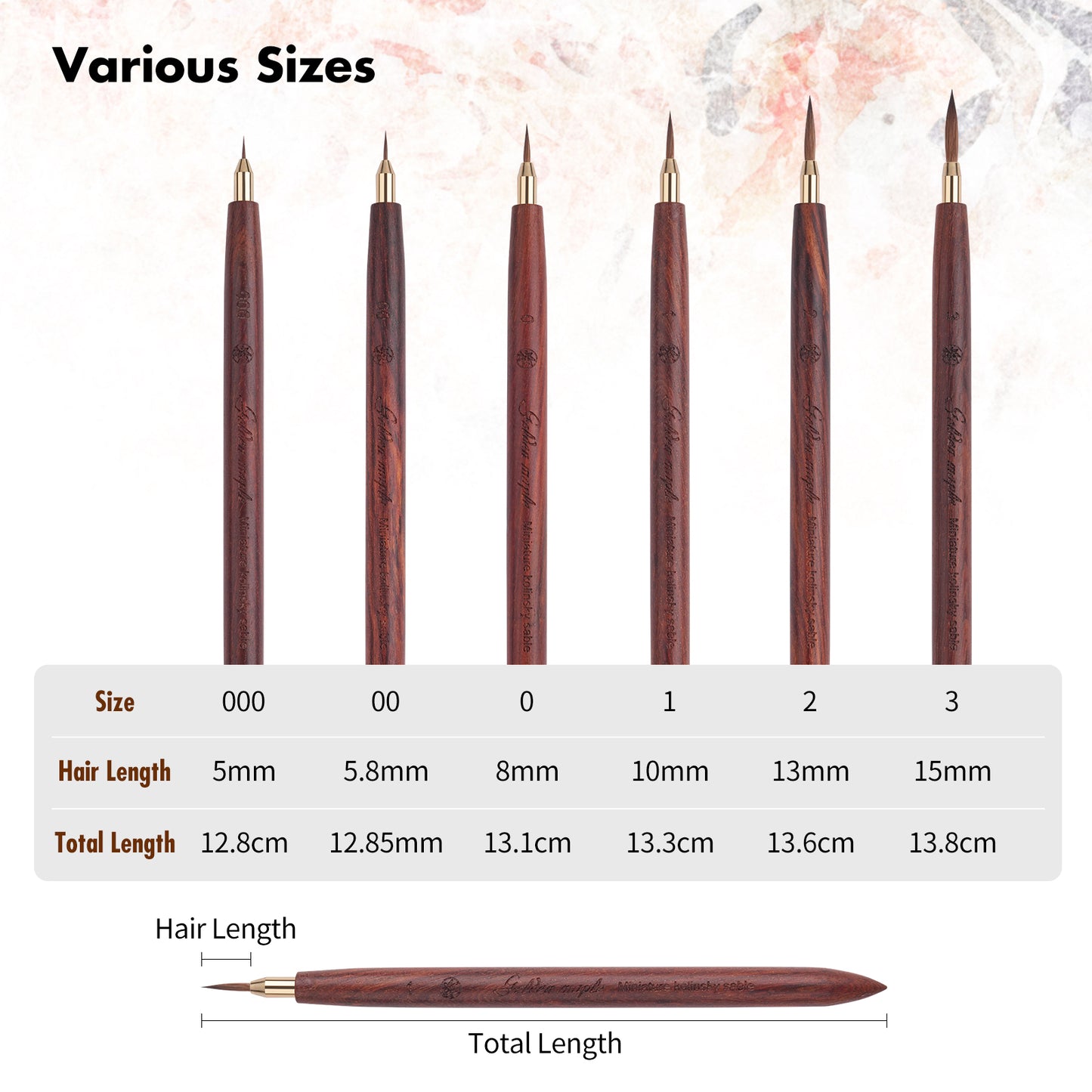 Golden Maple 6PCS Kolinsky Detail Brush Set