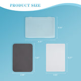 Wet palette kit size chart: Clear palette case (9.37x6.54"), dark grey sponge (5.59x7.87"), wet paper (5.55x8.27").