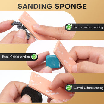 Use sandpaper for flat surface sanding, edge sanding, and curved surface sanding.