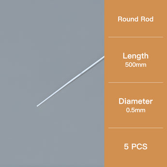 This round model rod has a diameter of 0.5 mm and a length of 500 mm.