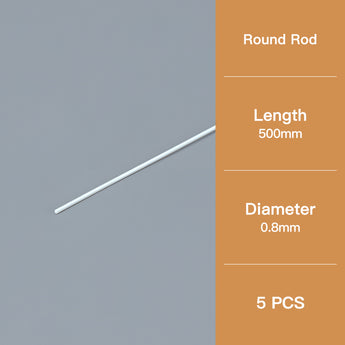 This round model rod has a diameter of 0.8 mm and a length of 500 mm.