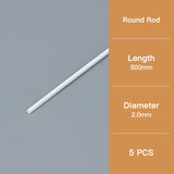 This round model rod has a diameter of 2.0 mm and a length of 500 mm.
