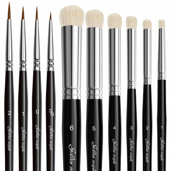 Golden Maple 18pcs synthetic nylon detail & dry brush set for miniature painting.