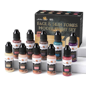 Face & Skin Tones Acrylic Paint Set: 10 x 20ml – Non-Toxic, Water-Based for Miniature Figure Painting