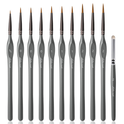 10PCS Model Detail Paint Brush Set, Small Fine tip Brushes for Acrylic, Watercolor & Paint by Number, Citadel, Figurine, 40k