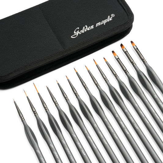 Detailing Paint Brush Set-Golden Maple 13pcs Miniature Paint Brushes Set for Fine Detail Paint, Acrylic Painting, Watercolor, Oil, Models