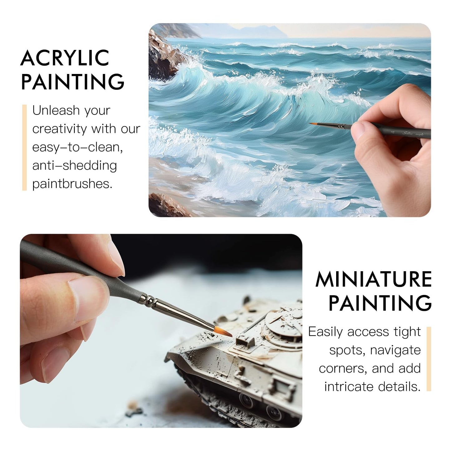 Detailing Paint Brush Set-Golden Maple 13pcs Miniature Paint Brushes Set for Fine Detail Paint, Acrylic Painting, Watercolor, Oil, Models