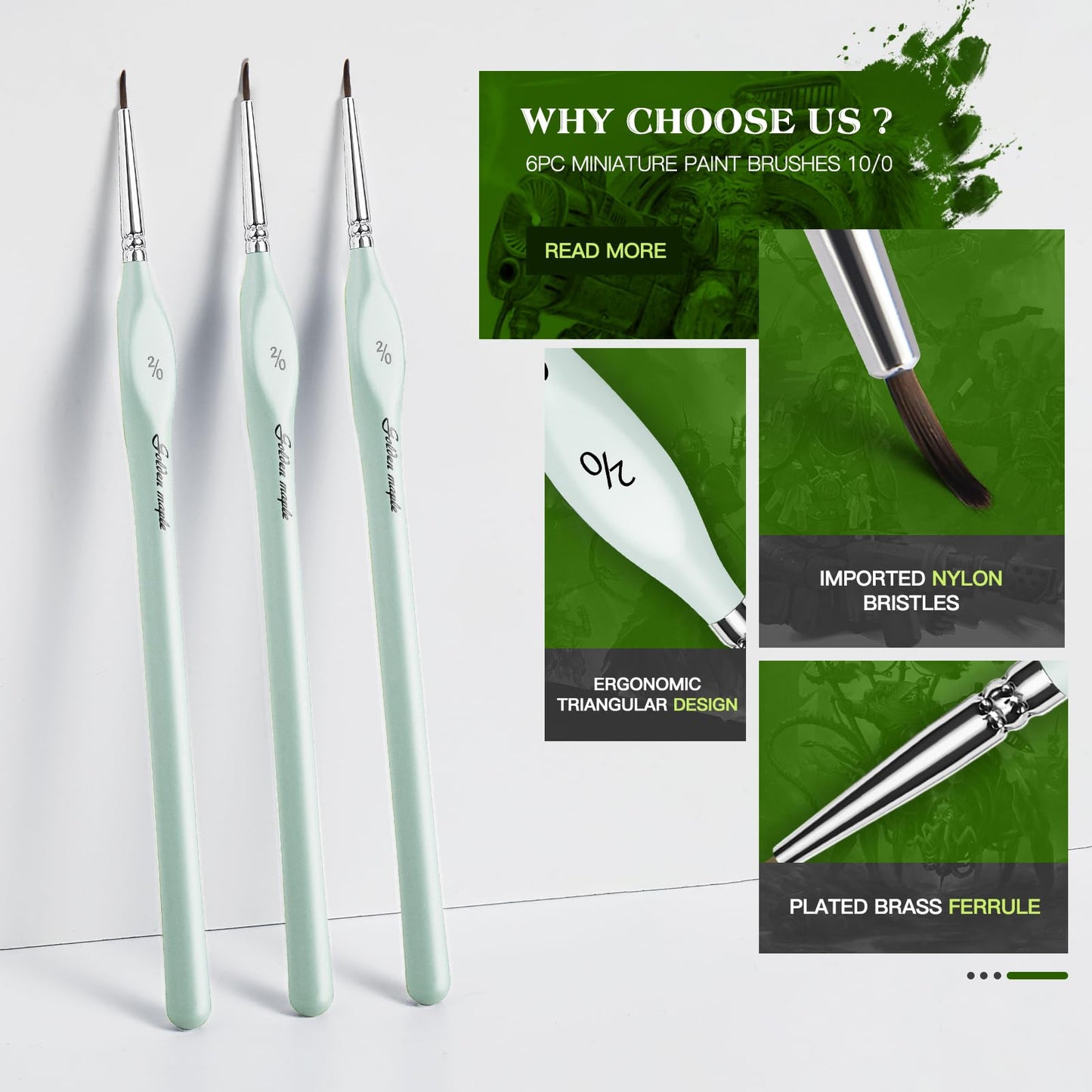 6PCS 2/0 Extra Fine Miniature Paint Brushes