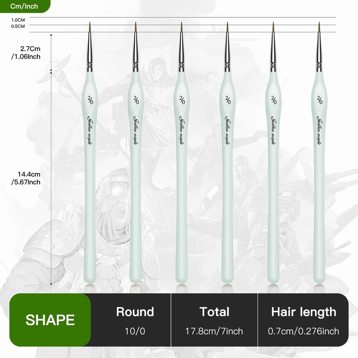 6PCS 2/0 Extra Fine Miniature Paint Brushes