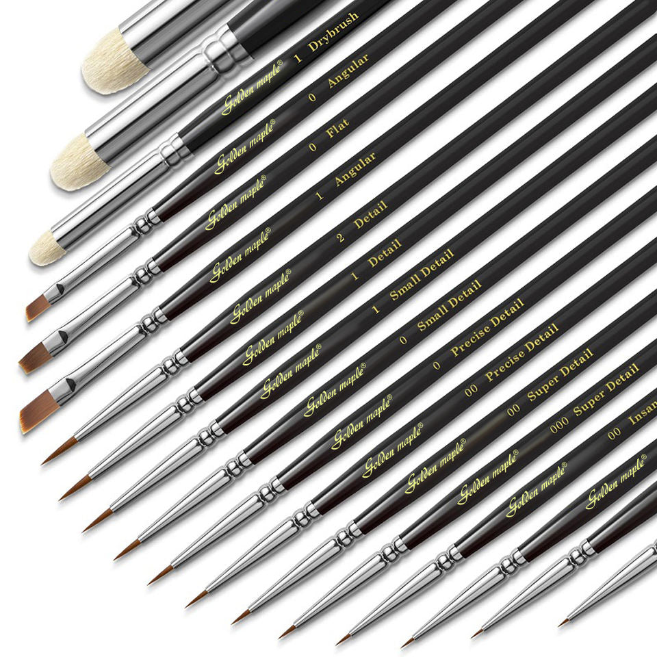 Golden Maple Professional Drybrushes Watercolor Artist Script Liner Paint Artist Brushes Set