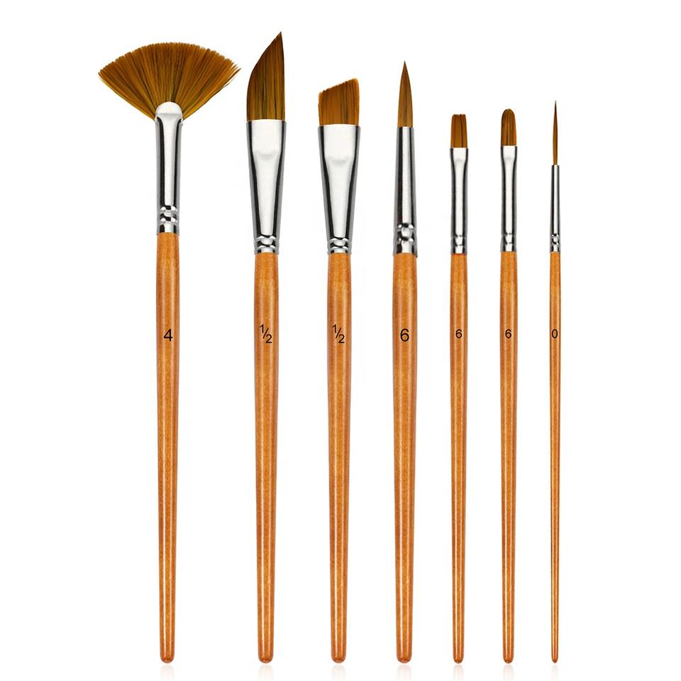 Golden Maple 7PCS Paint Brush with Nylon Hair Wood Handle