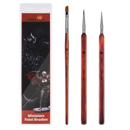 3PCS Kolinsky Sable Miniature Detail Brushes Nylon Angled Brush Set