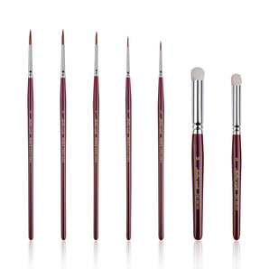 Master I: 3/0, 0, 1, 2, 2 Kolinsky Sable Detail Brush & S,M Goat Hair Dry Brush - 7pcs/set