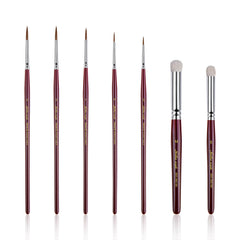 Master I: 3/0, 0, 1, 2, 2 Kolinsky Sable Detail Brush & S,M Goat Hair Dry Brush - 7pcs/set