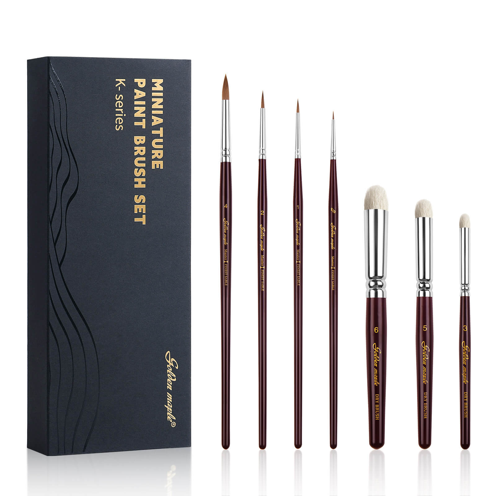 Master I 2 0 1 2 4 Kolinsky Sable Detail Brush & 3 5 6 Goat Hair Dry Brush 7pcs set