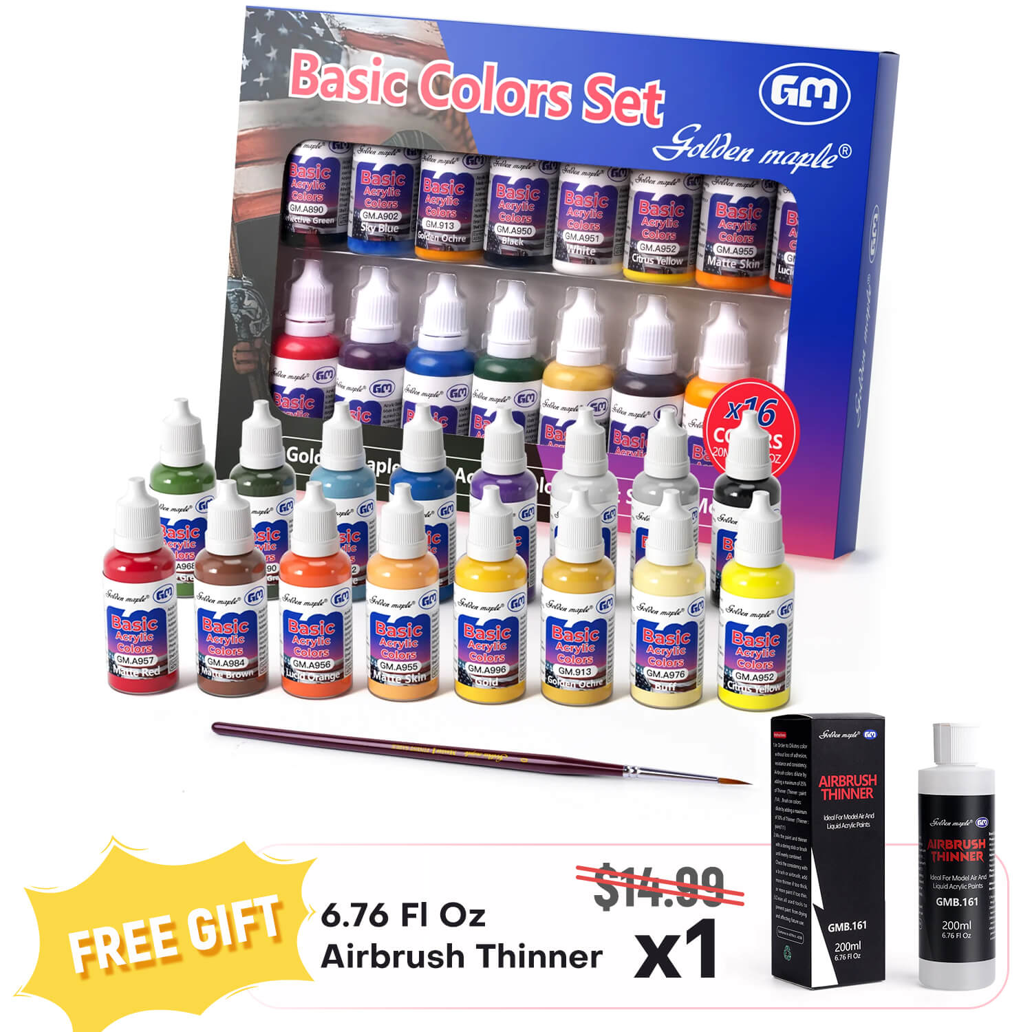 Miniature Paint Set 16 x Basic Colors Acrylic Paints