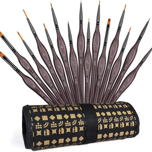 Golden Maple 15PC Små pensler Micro Model Detalje Paint Brush Set