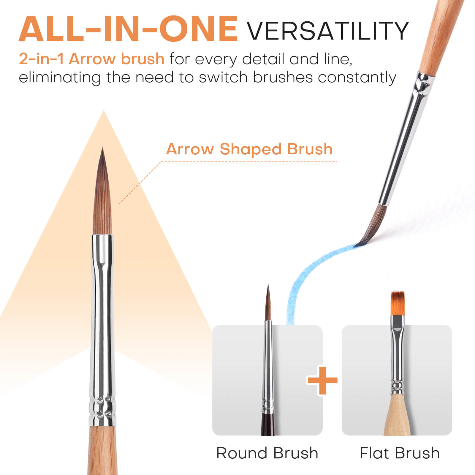 Kolinsky Sable Arrow Brush - Beech Wood Handle | Goldenmaple – goldenmaple