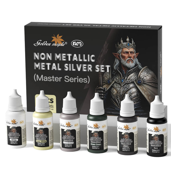Silver NMM (Non Metallic Metal) Color Miniature Paint Set: 6 Bottles x 20 ml