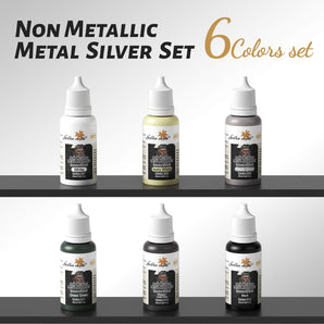 Silver NMM (Non Metallic Metal) Color Miniature Paint Set: 6 Bottles x 20 ml