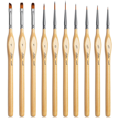 10PCS Detail Paint Brushes Flat Angle Filbert Fine Detail Brush Set for Acrylic, Watercolor, Dollhouse, Citadel, 40k