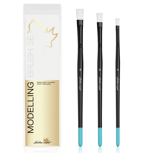 Golden Maple Weathering Flat Synthetic Brush set ,3 Sizes Weathering   Brushes, Multipurpose, for Advanced & Professional Art, Tabletop & Wargames Miniature Watercolor Oil Painting