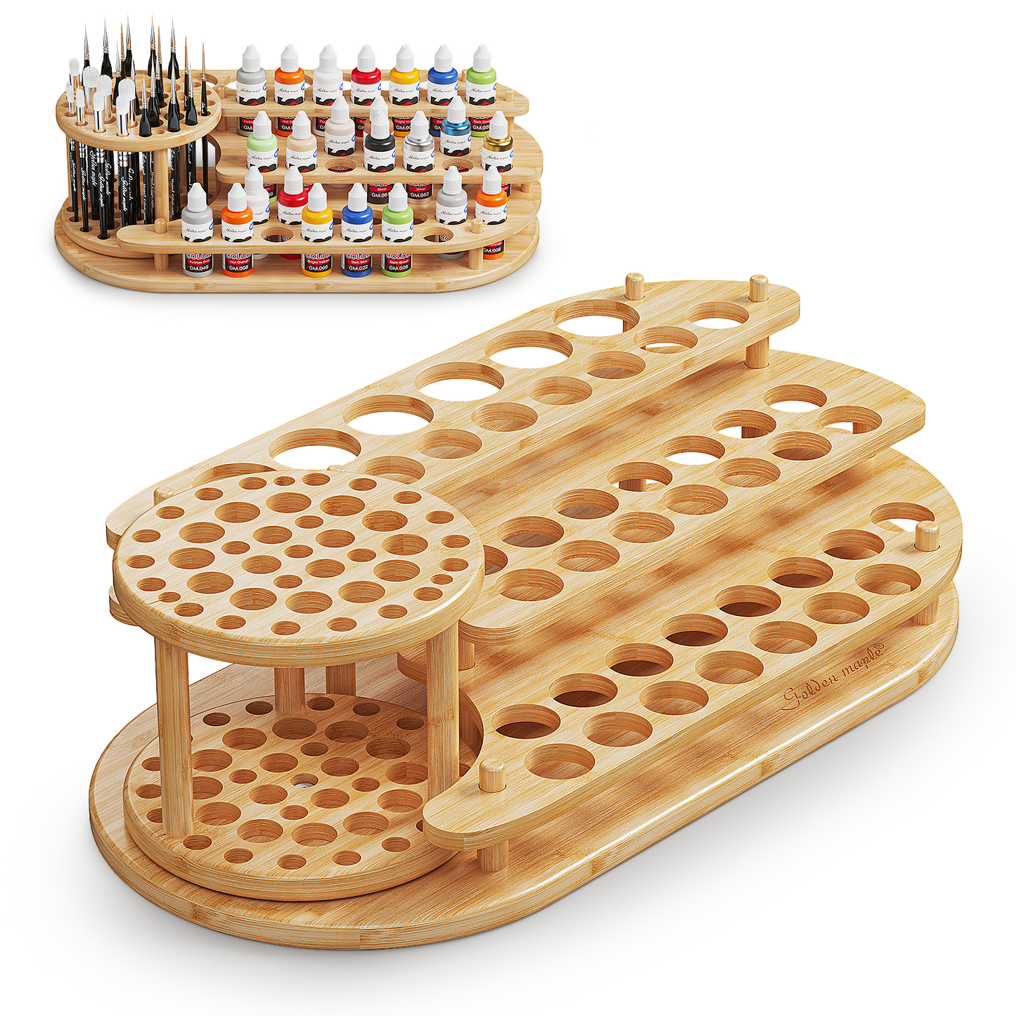 Golden Maple 2 in 1 Paints and Brushes Organizer