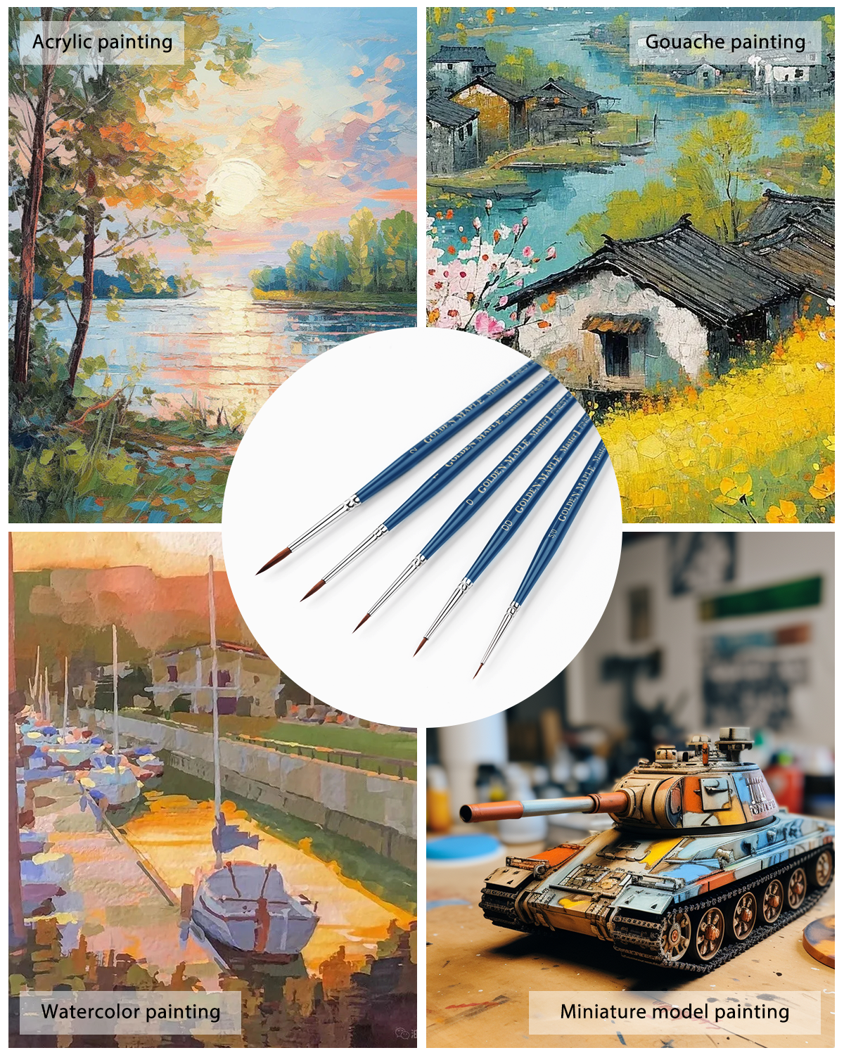 Golden Maple Master Ⅰ: Kolinsky Sable Miniature Detail Brushes