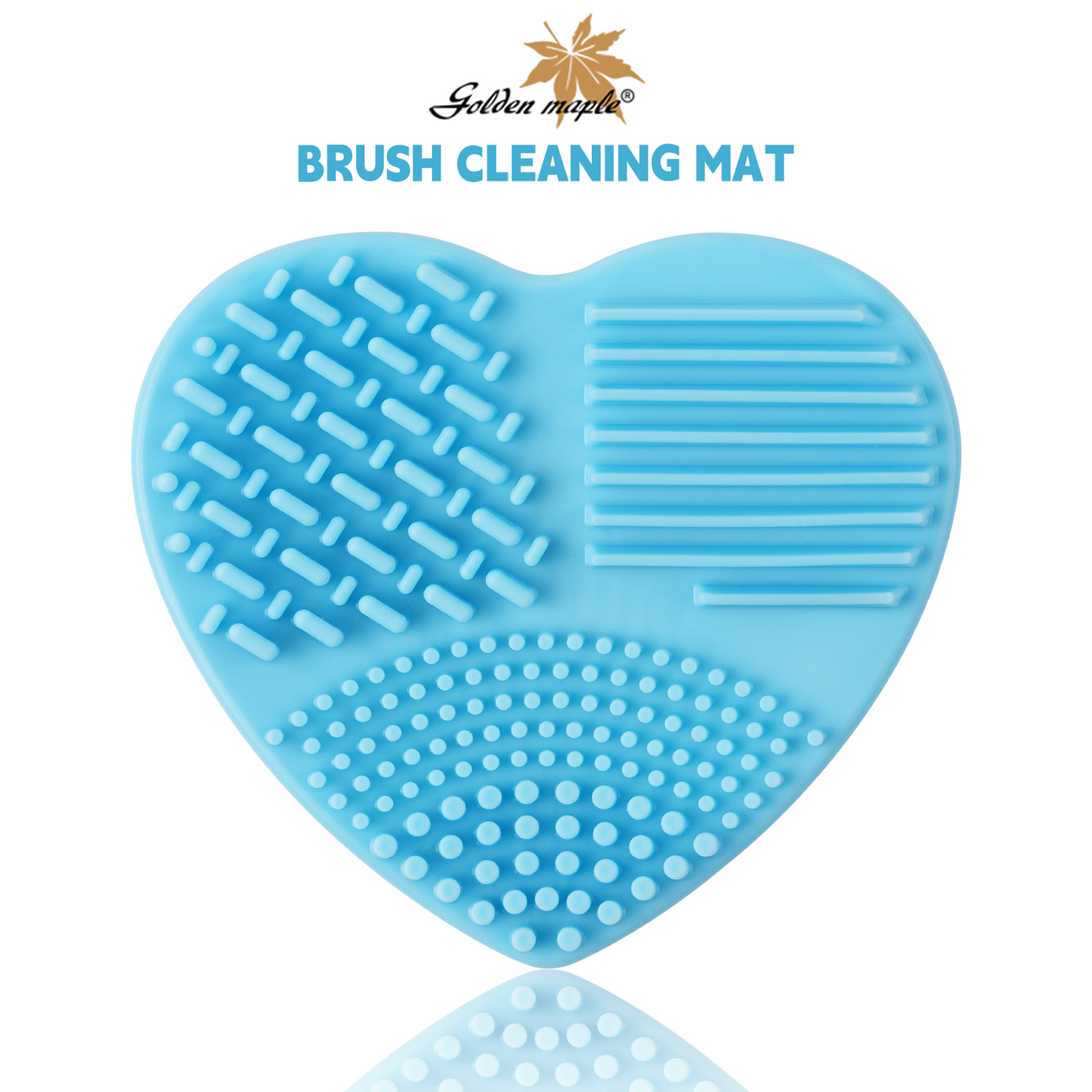 Golden Maple Brush Cleansing Brush Cleaner,Soft Silicone Washing Scrubber,Heart shaped Scrub for Cosmetic Makeup Brush Cleaning Mat