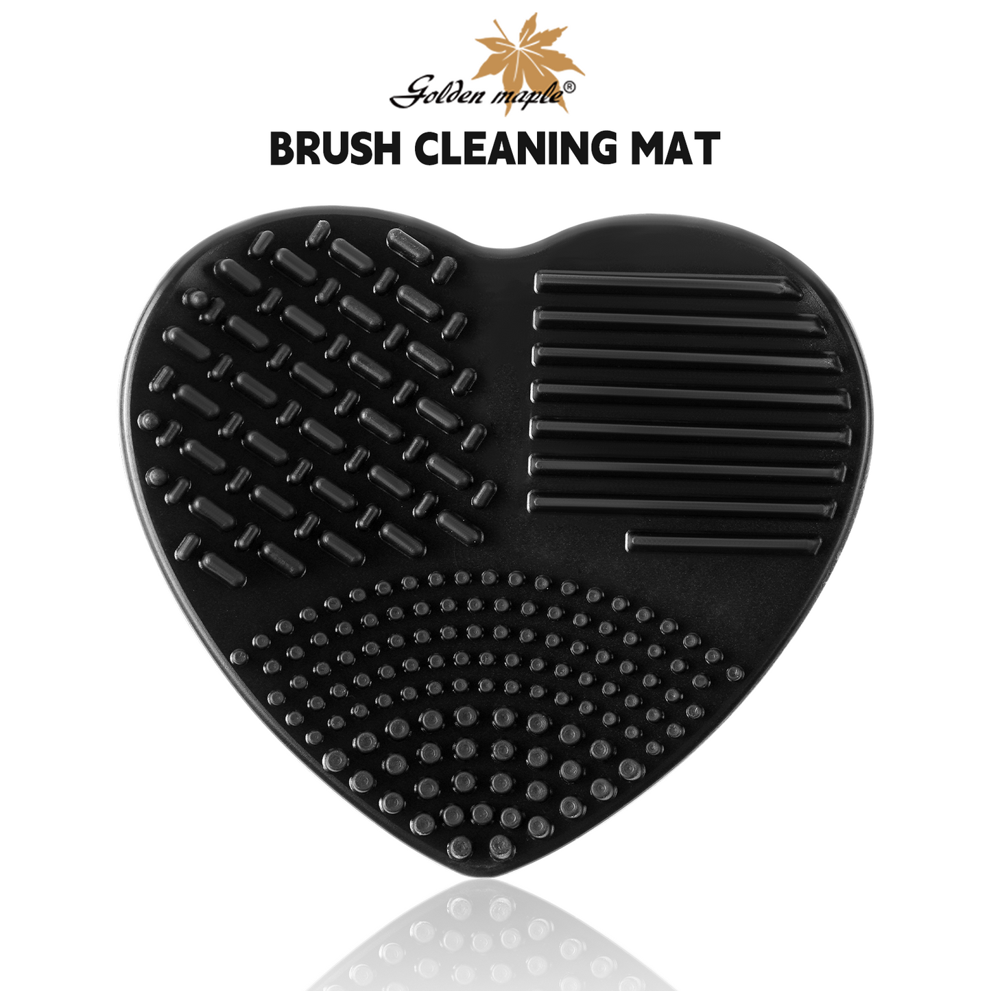 Golden Maple Brush Cleansing Brush Cleaner,Soft Silicone Washing Scrubber,Heart shaped Scrub for Cosmetic Makeup Brush Cleaning Mat