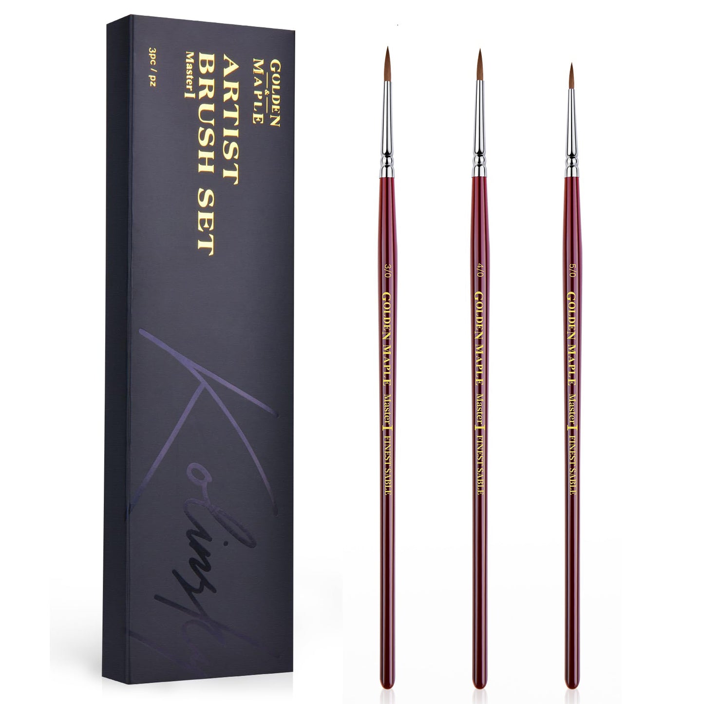 Golden Maple Master Ⅰ: 3PCS Kolinsky Sable Miniature Paint Brush Set