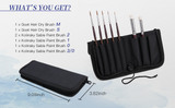 7pcs Kolinsky Sable Detail & Goat Hair dry brush set. Fine detail miniature brushes in a portable roll-up travel case.