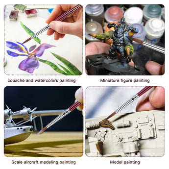 Kolinsky Sable Paint Brush for Watercolor, Gouache & Model painting. Excellent Detail Brush for Pro Artists & Beginners.