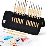 GoldenMaple Synthetic Nylon Detail Miniature Paint Brush Set for Professional Artists & Beginners in Travel Pocket Case.