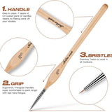 GoldenMaple detail paint brush with ergonomic triangular grip, durable UV-coated wooden handle & premium taklon bristles.
