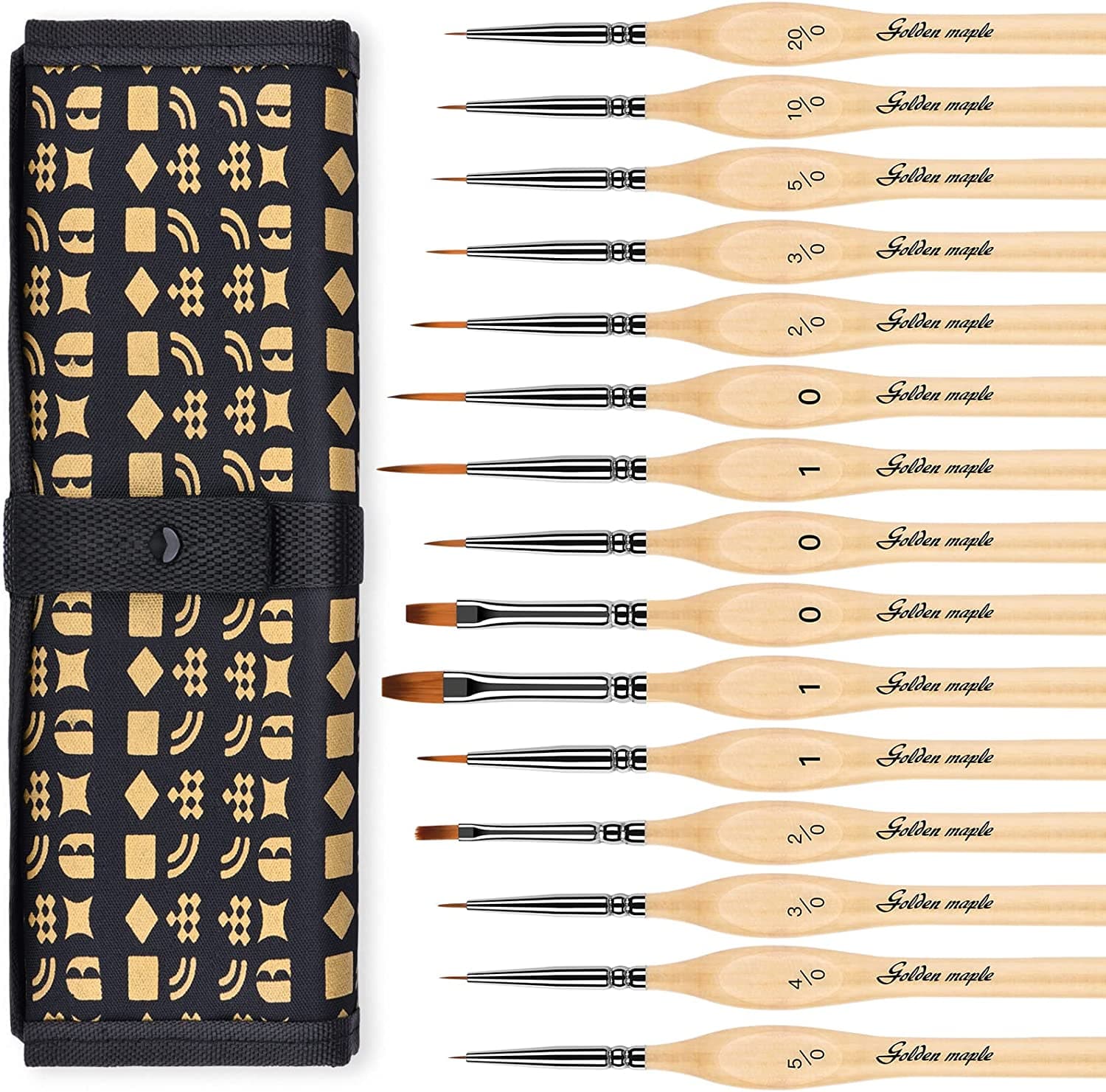 Micro Detail Paint Brush Set Flat Liner Round & Miniature Brushes 15pcs