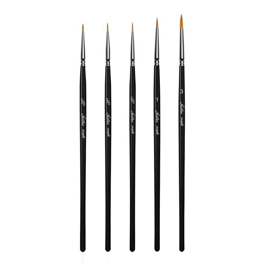 Artist Paint Brush Set 5Pcs High Quality Nylon Hair Wood Black