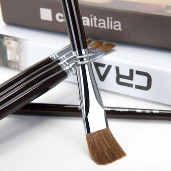 Flat Sable Brushes Set, dark handle, silver ferrule, natural bristles. Ideal for professional artists, acrylic & oil painting.