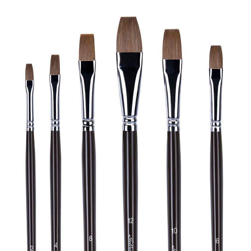 6pcs Flat Sable Artist Paint Brush Set