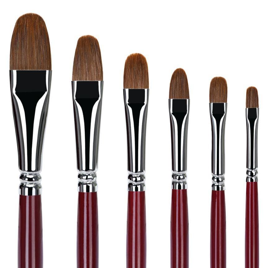 Artist Paint Brushes - Red Sable (Weasel Hair) Long Handle, Flat Paint Brush Set for Acrylic, Oil, Gouache and Watercolor Painting Offering Excellent