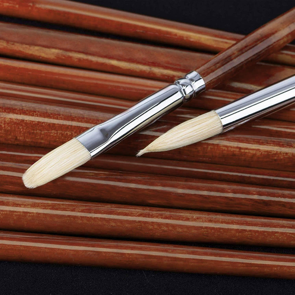 Golden Maple 9Pcs/Set Oblique Tip Nylon Hair Long Handle Angled Paint  Brushes Set (B00001-XTGM)
