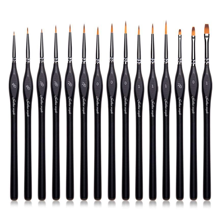 Golden maple 15PC Nylon Micro Detail Paint Brush Set Round brush filberd brush Flat brush