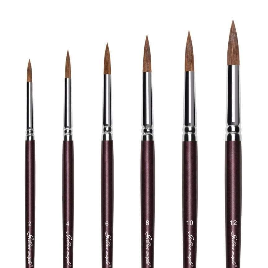 6pcs Sable Hair Round Point Watercolor Brushes