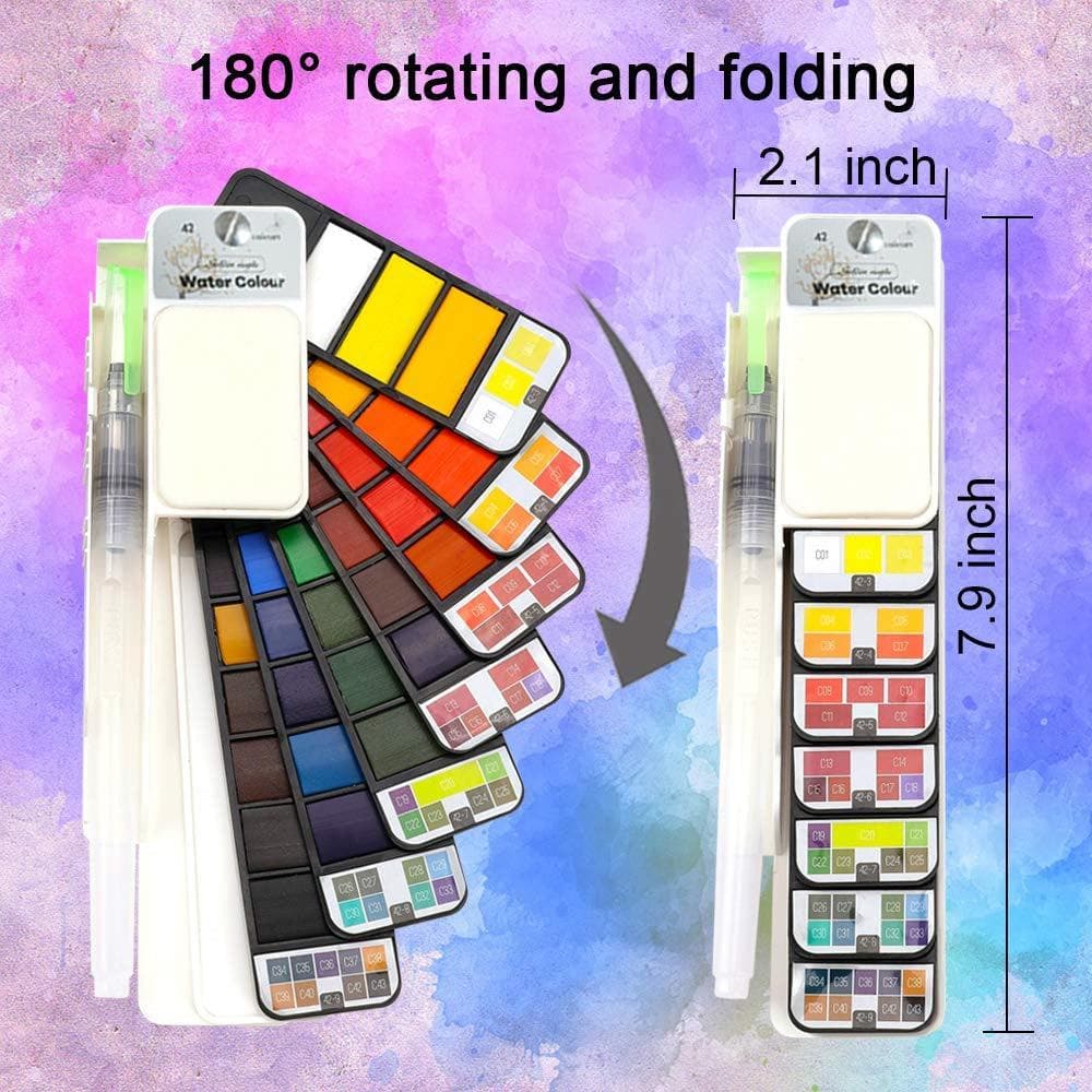 Foldable Solid Watercolor Paint Set Travel Pocket Watercolor Kit for  Beginning